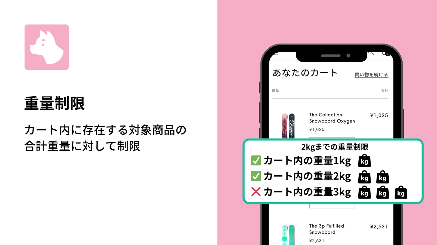 Shopifyで重量制限の実施方法|カート内の合計重量に対して制限