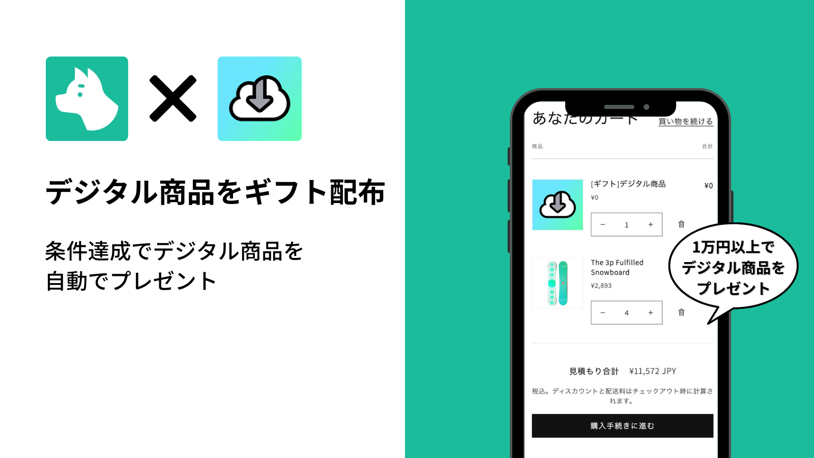 Shopifyで条件達成時にデジタル商品を無料プレゼントする方法