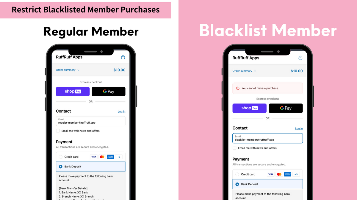 Shopifyでゲスト購入を許可した状態で、ブラックリスト会員に購入制限