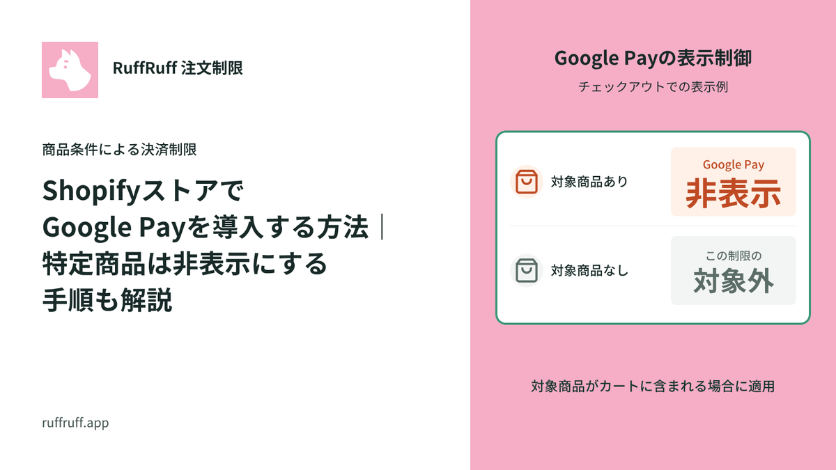 ShopifyストアでGoogle Payを導入する方法｜特定商品は非表示にする手順も解説