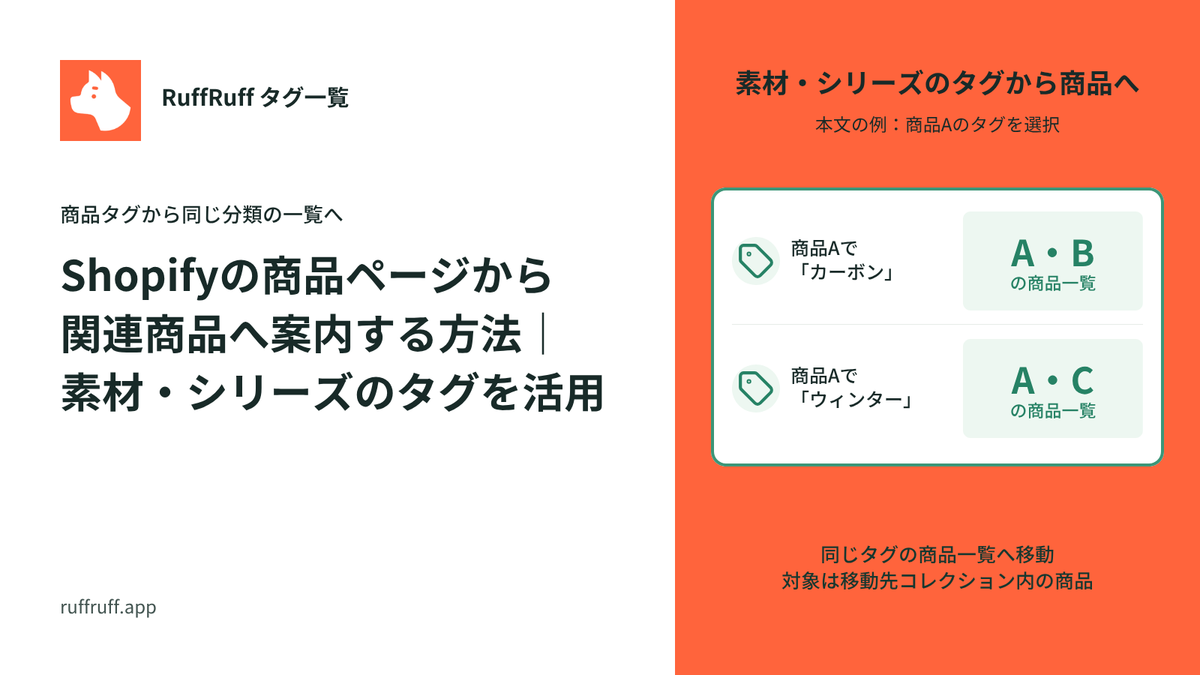 Shopifyの商品ページから関連商品へ案内する方法｜素材・シリーズのタグを活用