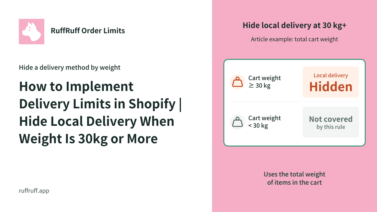 How to Implement Delivery Limits in Shopify | Hide Local Delivery When Weight Is 30kg or More