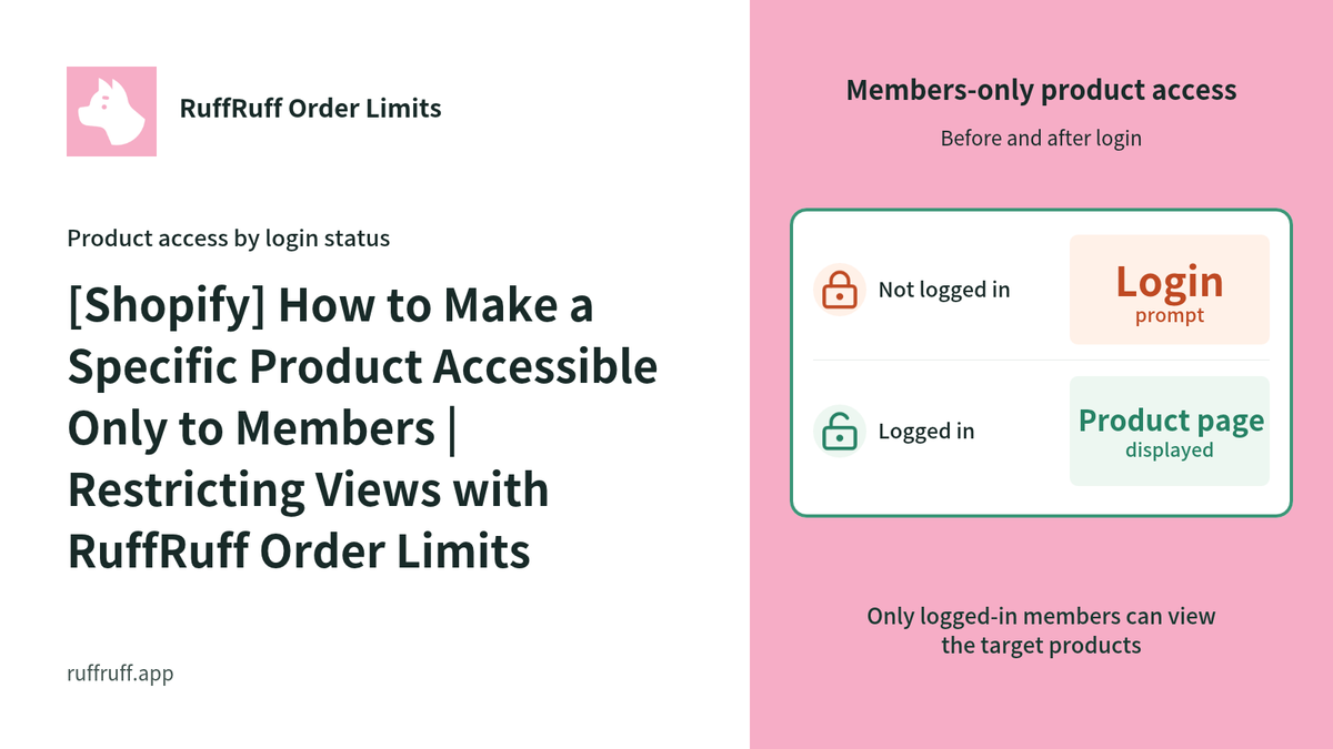 [Shopify] How to Make a Specific Product Accessible Only to Members | Restricting Views with RuffRuff Order Limits